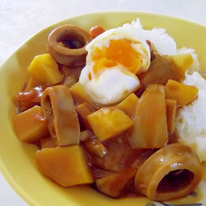 いか味付缶で簡単♪ヘルシー♪いかなすカレー